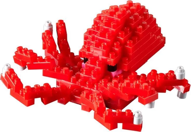 Grote Octopus - Nano Bouwset Zeedieren - 102 onderdelen - Vanaf 8 jaar fra Brixies i Rood – produktbillede