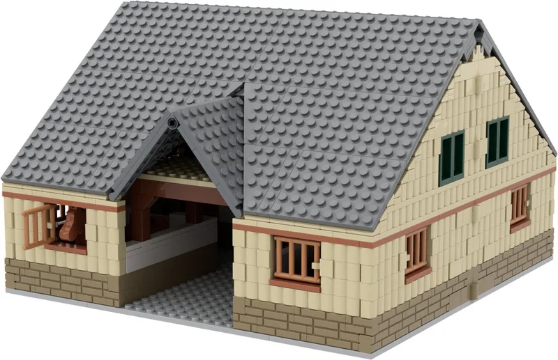 Paardenstal Schuur Brixies Bouwstenen Constructiespeelgoed de Brixies en Beige – photo du produit