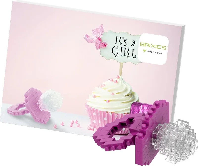 Postkaart Babykaartje Meisje von Brixies in Rosa – Produktfoto