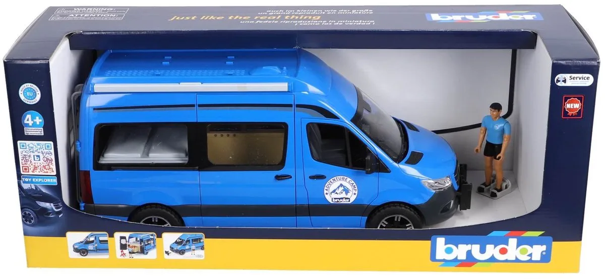 camper speelgoedauto MB Sprinter met chauffeur - blauw. de Bruder en Bleu – photo du produit