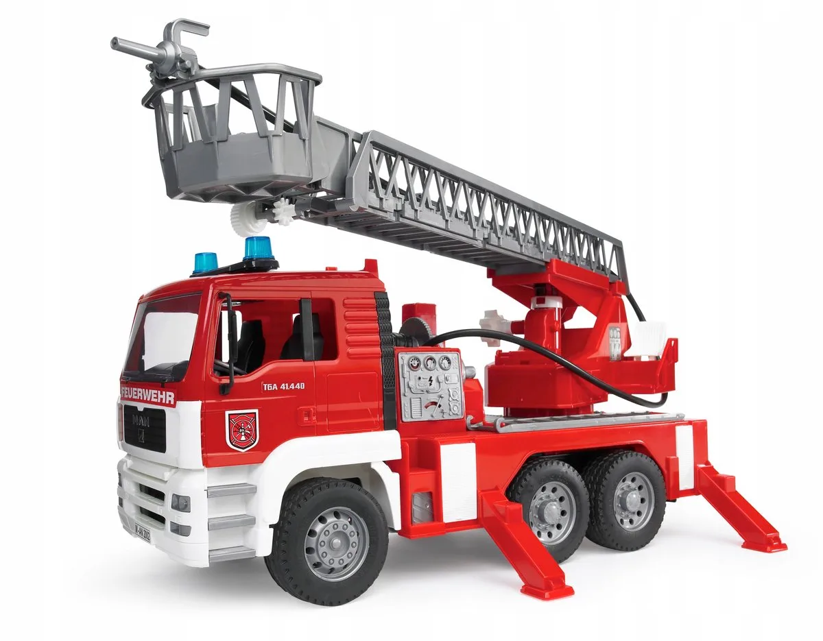 MAN Brandweerwagen met Draailadder - Speelgoedvoertuig van Bruder in Rood – productfoto