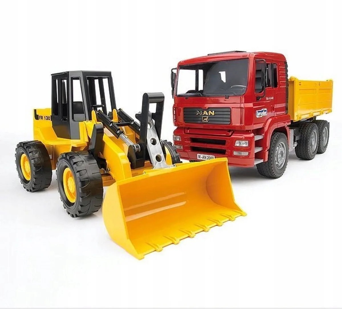 MAN kiepwagen met wiellader - 1:16 schaal von Bruder in Rot – Produktfoto