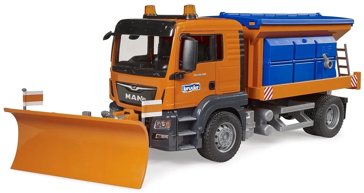 Modèle réduit de véhicule prioritaire MAN modèle fini Modèle réduit de camion de Bruder en Orange et bleu – photo du produit