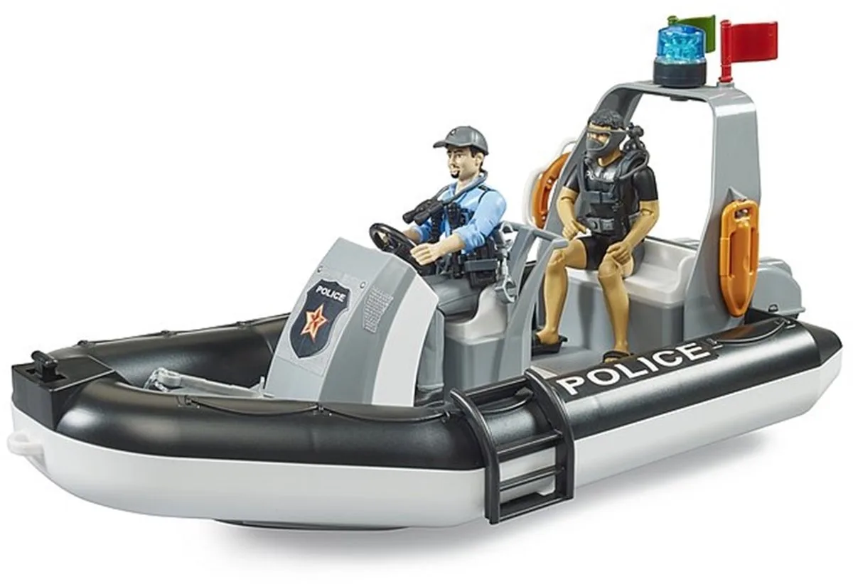 Politie Opblaas Boot Met Licht En Geluid van Bruder in Meerkleurig – productfoto