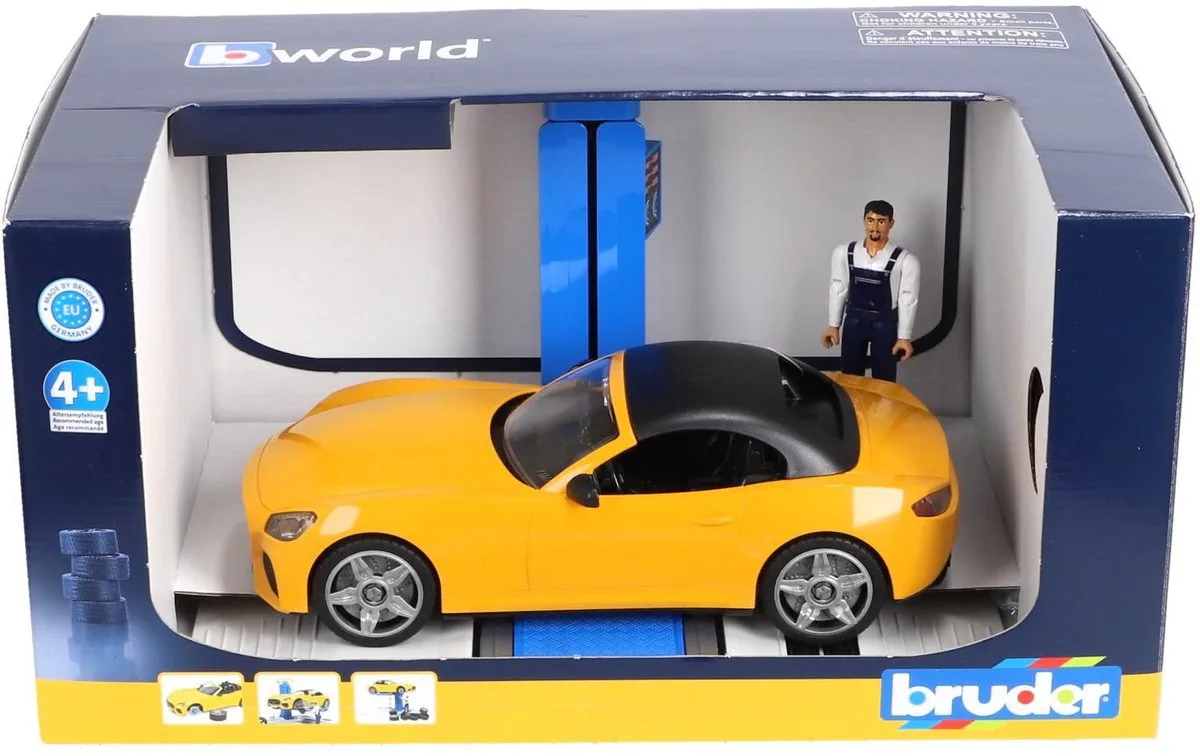 speelgoed Car Service Center met Roadster - speelset auto. de Bruder en Multicolore – photo du produit