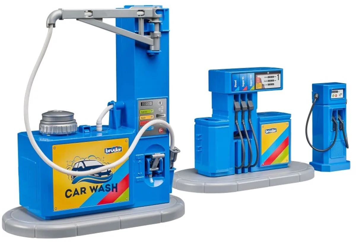 speelgoed tankstation en autowasstraat accessoire voor voertuigen. by Bruder in Multicolour – product photo