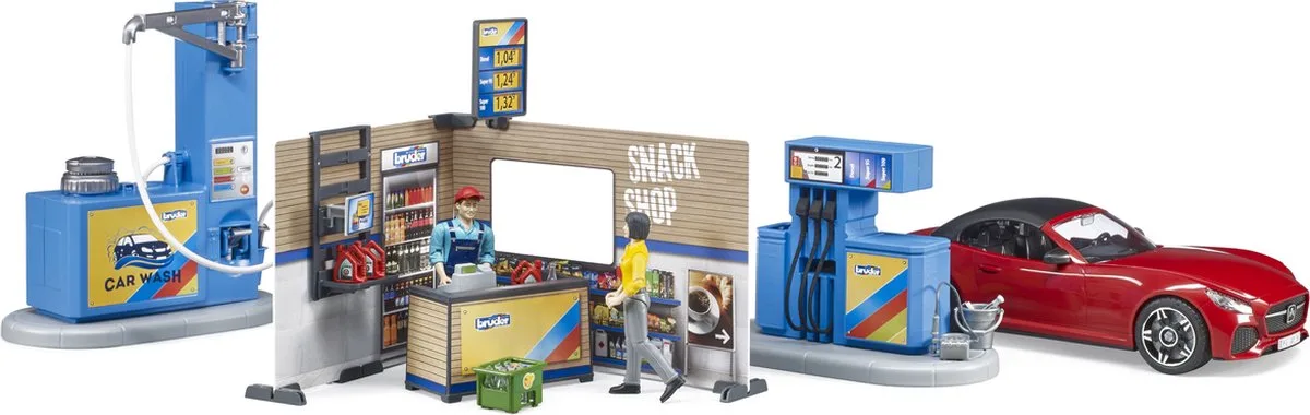 Tankstation en car wash van Bruder van Bruder in Blauw – productfoto
