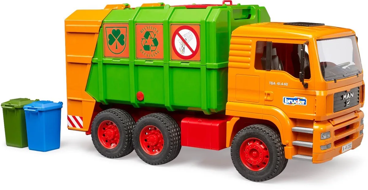 vrachtwagen MAN vuilniswagen jubileum 50 jaar speelgoedauto. van Bruder in Meerkleurig – productfoto