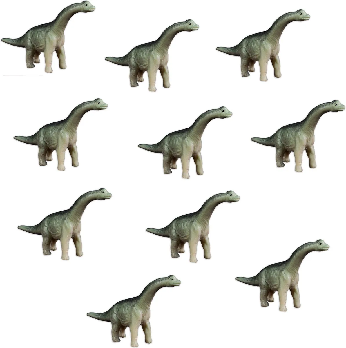 10x Mini Brachiosaurus - 4cm dinosaurus - taarttoppers/speelfiguurtjes - Kunststof Bullyland de Bullyland en Vert – photo du produit
