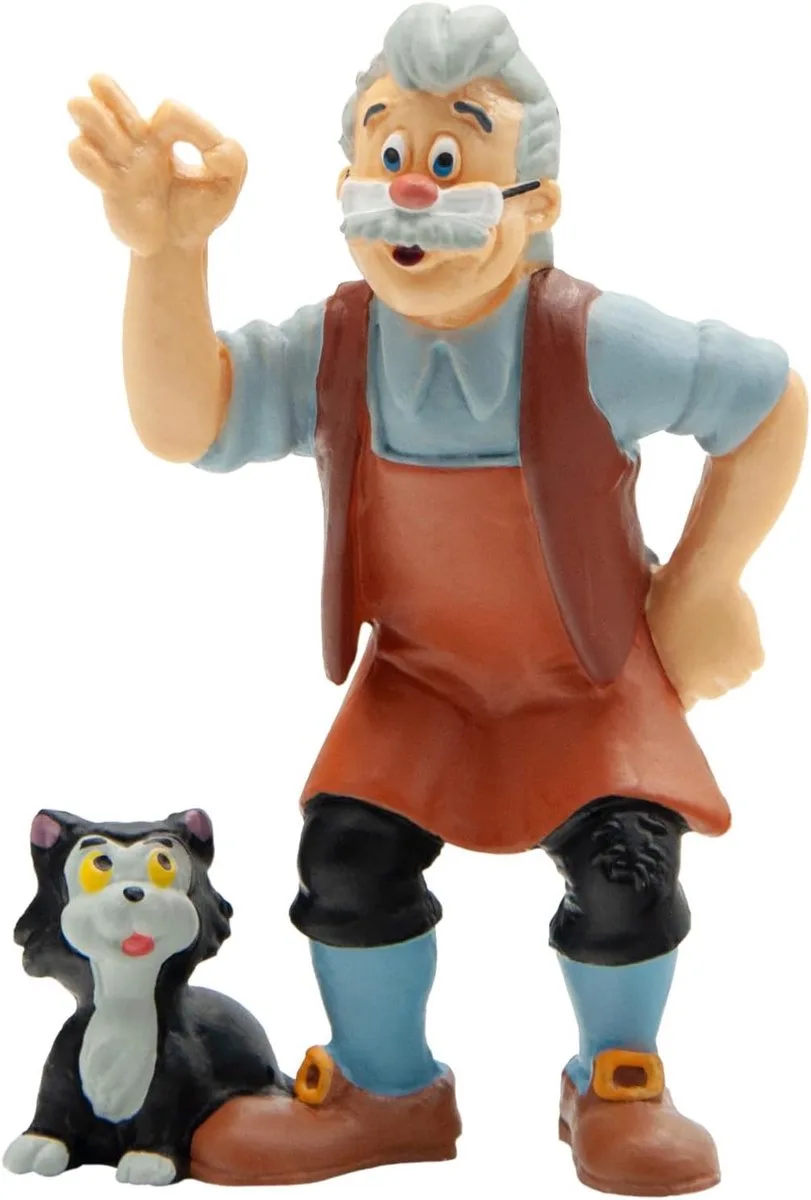 Bullyland 12398 – Speelfiguur Disney Pinokkio met – levensecht en detailrijk vormgegeven – ideaal als taartfiguur, verzamelobject of klein cadeautje voor kinderen vanaf 3 jaar de Bullyland en Gepetto – photo du produit