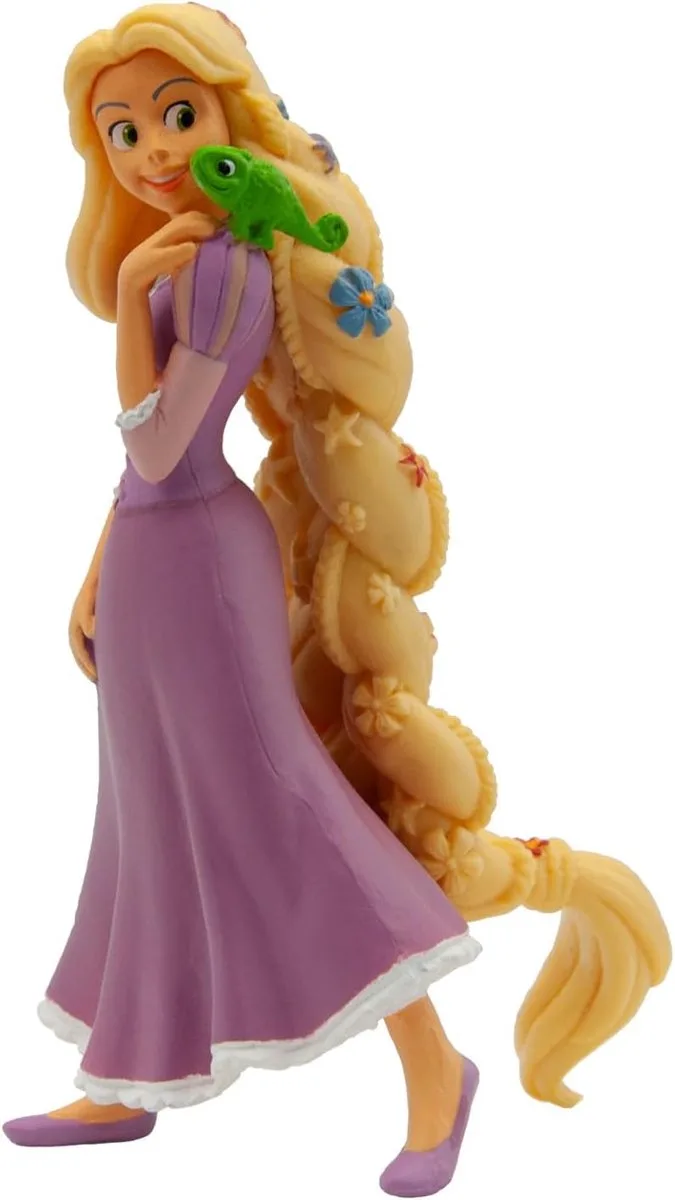 Bullyland 12424 – Speelfiguur en verzamelfiguur met bloemen in haar vlecht en Pascal op haar schouder uit Disney’s Tangled – ca. 10 cm – levensecht en detailrijk vormgegeven – ideaal als taartfiguur en cadeautje voor kinderen vanaf 3 jaar. de Bullyland en Rapunzel – photo du produit