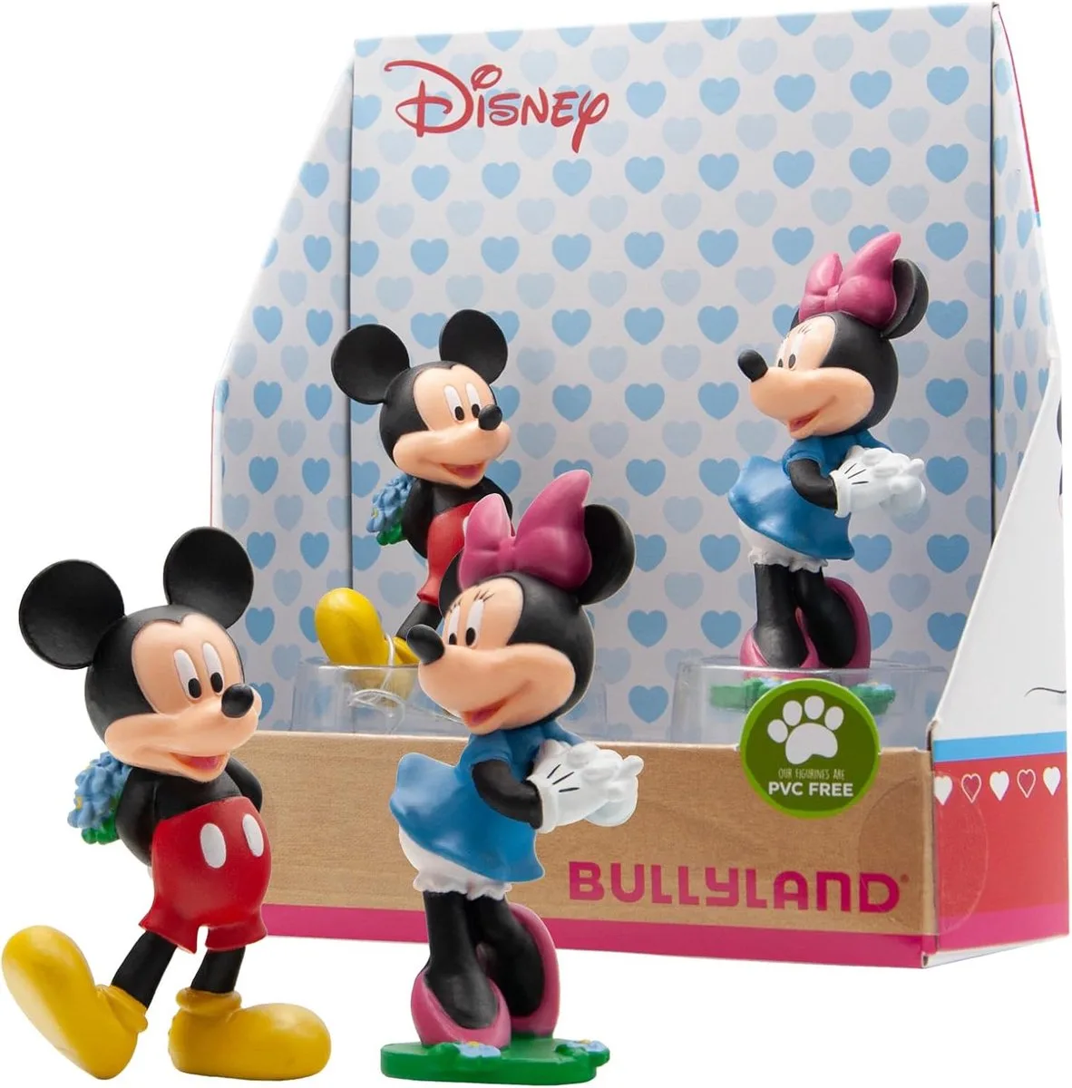 Bullyland 15077 – Speelfiguur-set Disney Mickey & Minnie Valentine – levensecht en detailrijk vormgegeven – ideaal als taartfiguur, verzamelobject of vrolijk cadeau voor kinderen vanaf 3 jaar van Bullyland in Mickey & Minnie valentijn – productfoto