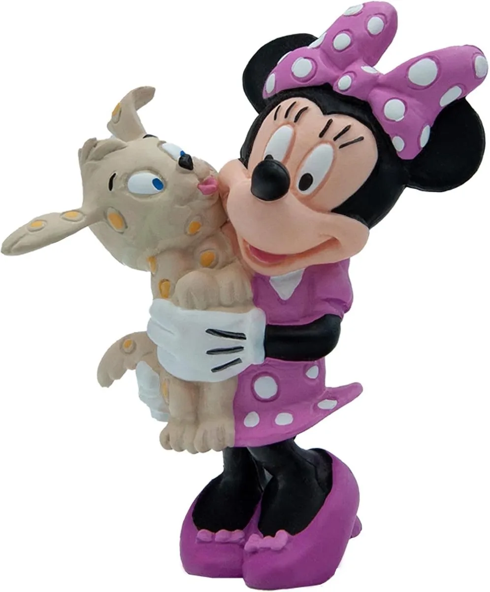 Bullyland 15329 – Speelfiguur en verzamelfiguur uit Disney, ca. 7,5 cm – levensecht en detailrijk vormgegeven – ideaal als taartfiguur en klein cadeautje voor kinderen vanaf 3 jaar. by Bullyland in Minnie Mouse met puppy – product photo
