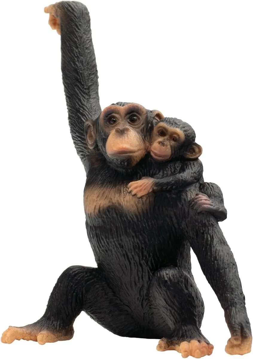Bullyland 63594 – Chimpansee met Baby – ca. 8,5 cm – realistisch en handbeschilderd dierenfiguur – ideaal voor educatief spel, natuurverhalen of decoratie voor kinderen vanaf 3 jaar van Bullyland in Meerkleurig – productfoto