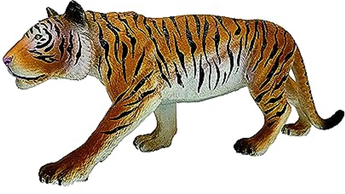 Bullyland 63719 – Speelfiguur en verzamelfiguur Tijger – ca. 10 cm – levensecht en detailrijk vormgegeven – ideaal als educatief speelfiguur, taartdecoratie of klein cadeautje voor kinderen vanaf 3 jaar. de Bullyland en Tijger streep – photo du produit