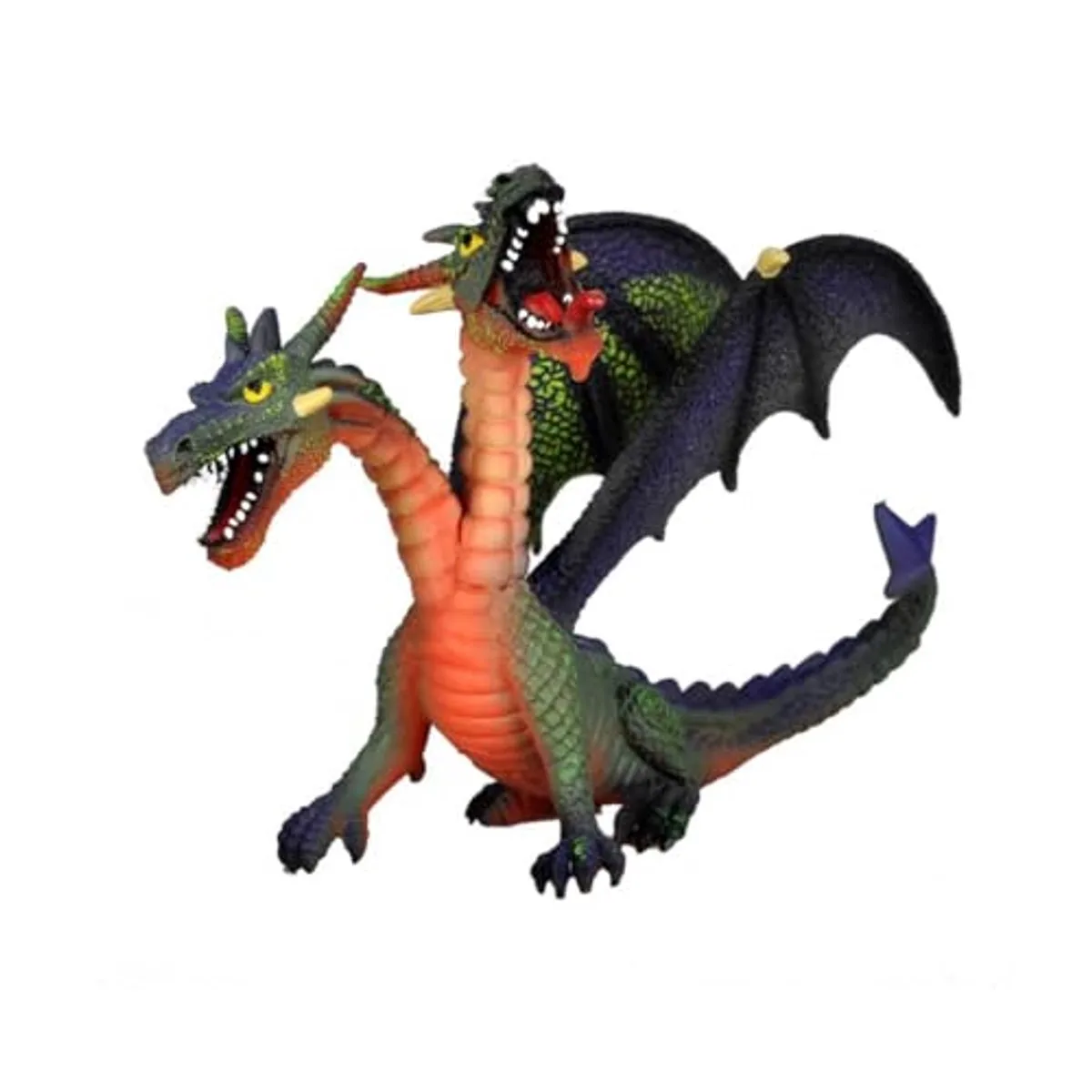 Bullyland 75596 – Speelfiguur en verzamelfiguur Tweekoppige Groene Draak – ca. 13 cm – fantasierijk en detailrijk vormgegeven – ideaal als fantasiefiguur en cadeau voor kinderen vanaf 3 jaar. van Bullyland in Draak tweekoppig groen – productfoto