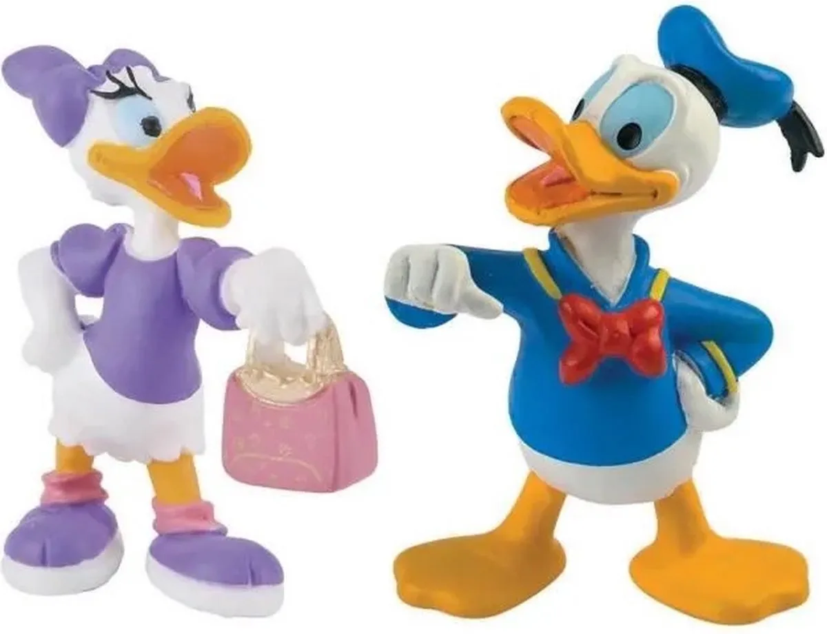 Donald en katrien - Speelfiguren - Disney - 2 stuks - 7 cm van Bullyland in Wit – productfoto