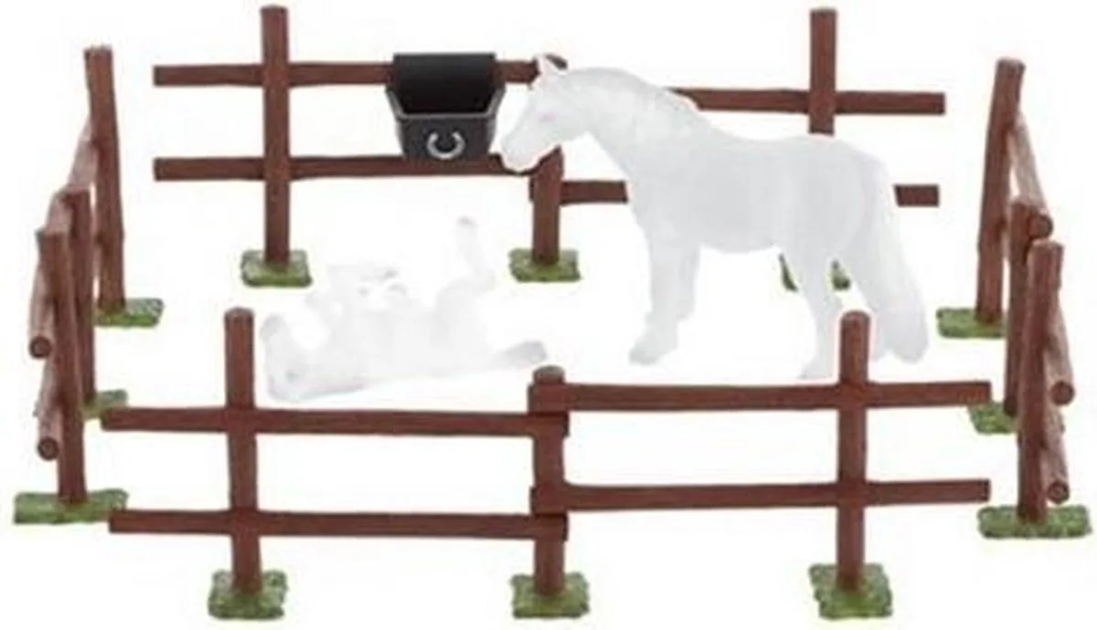 hek voor speelgoed paarden in de wei - ook geschikt voor Scheich dieren - 24x8.5cm van Bullyland in Bruin – productfoto