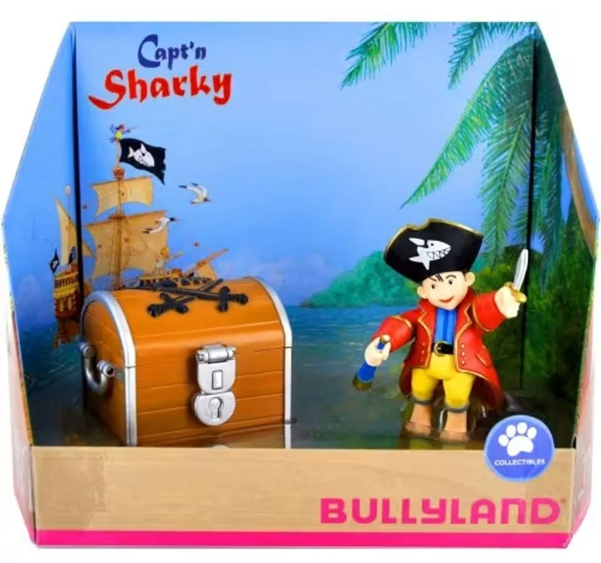 Käpt'n Sharky - Speelset bullyland - Kapitein piraat met schatkist de Bullyland en Marron – photo du produit