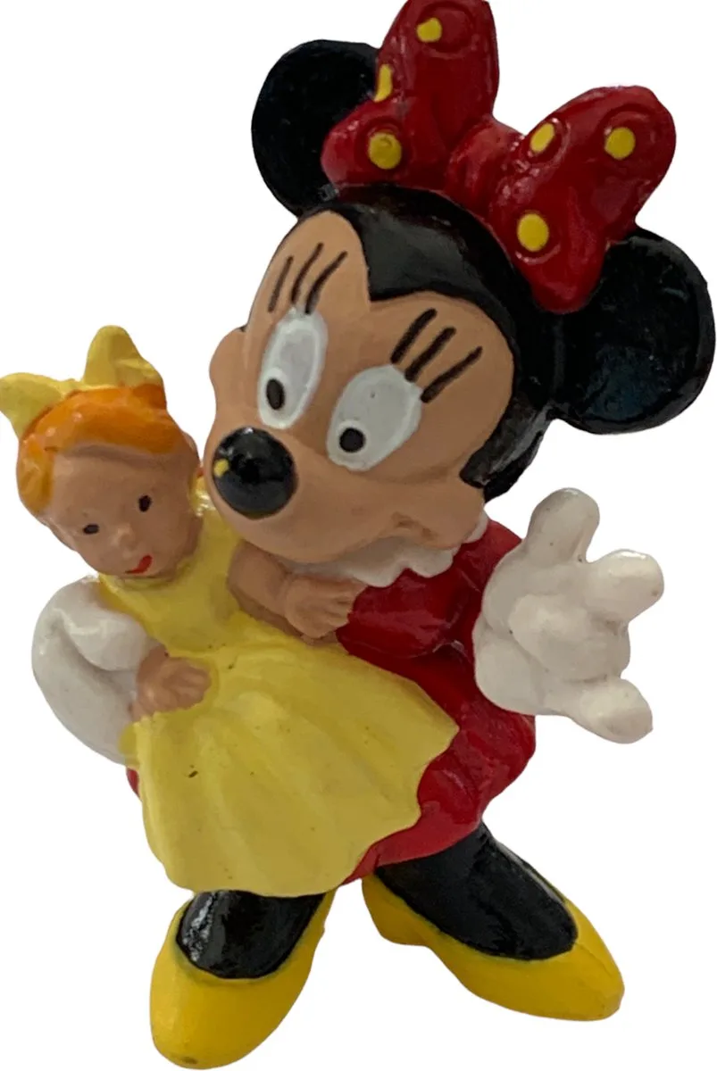 Minnie Mouse met pop - Speelfiguur - 7 cm från Bullyland i Gul – produktbild
