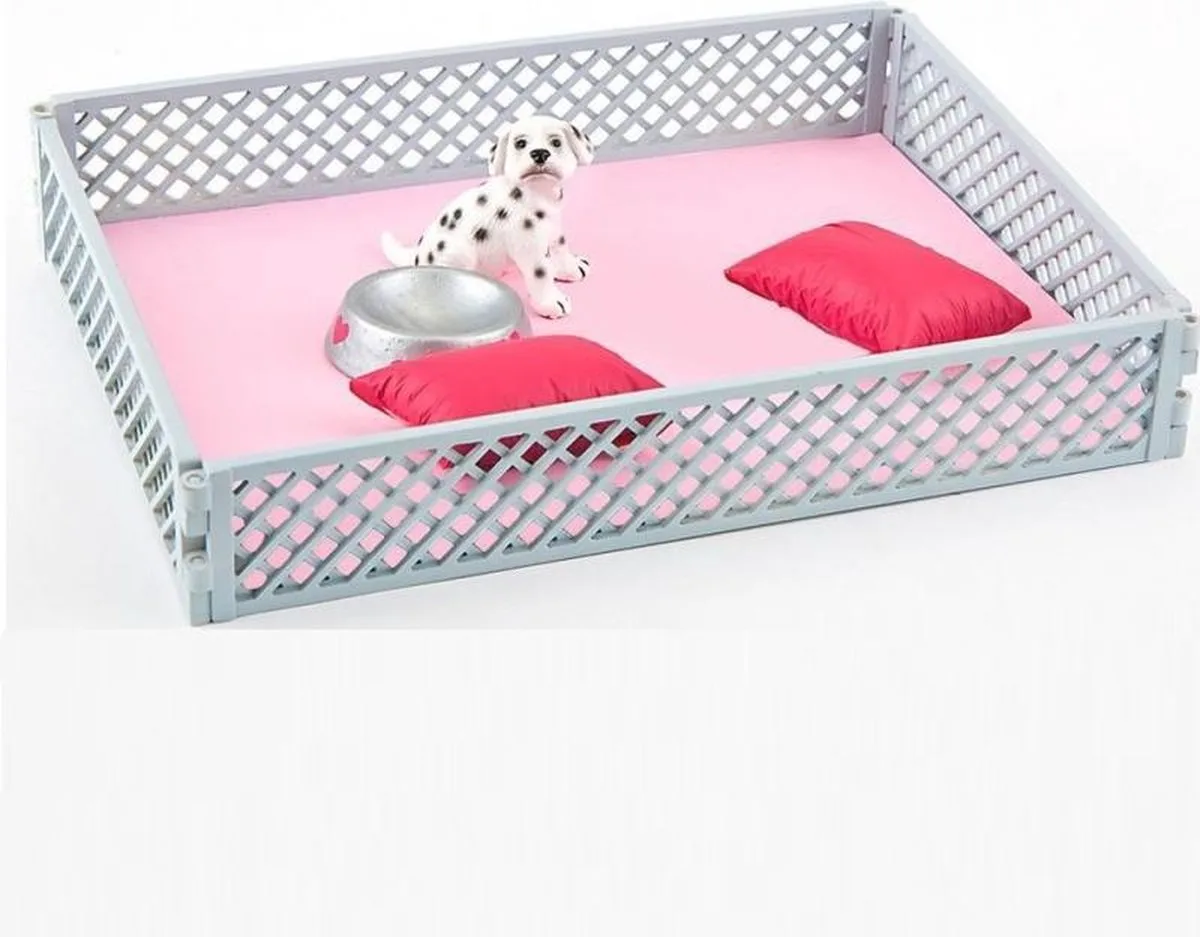 puppy figuurtje hond met hondenmand fra Bullyland i Lyserød – produktbillede