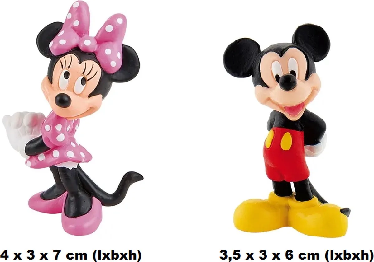 Speelset - Taarttoppers Mickey ( 3,5x3x6 cm) & Minnie Mouse (4x3x7 cm) van Bullyland in Meerkleurig – productfoto