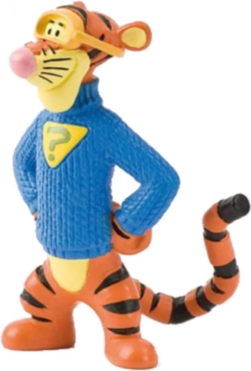 Winnie de Poeh’s Teigetje als detective - Disney speelfiguurtje - taartdecoratie 7cm fra Bullyland i Oranje en blauw – produktbillede