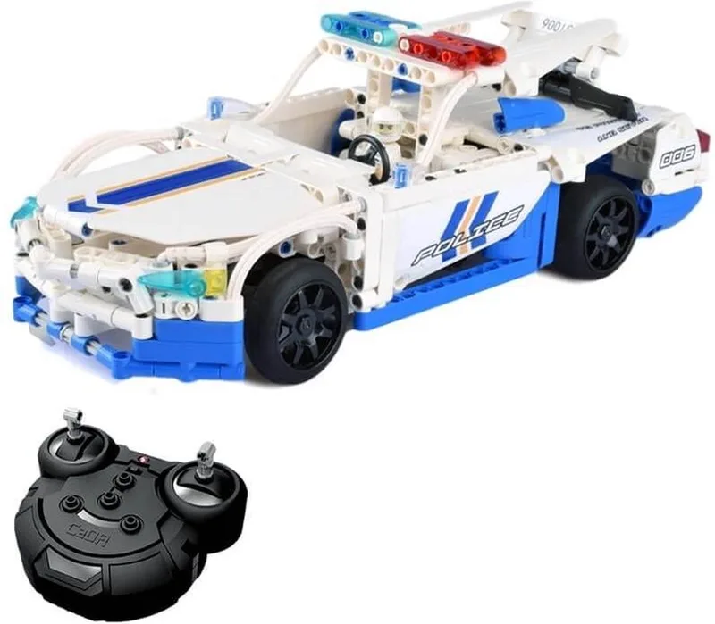 Bestuurbare Politieauto met Afstandsbediening Cada Bricks RC auto UC51006W - 430 onderdelen de CaDA en Blauw – photo du produit