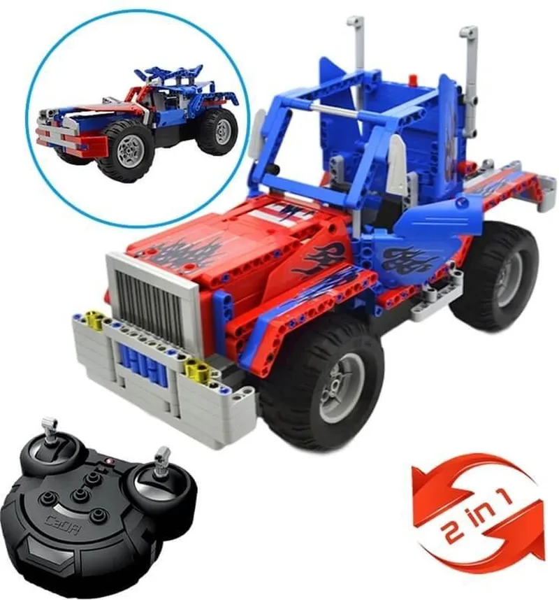 bestuurbare RC Vrachtwagen - (2in1) van CaDA in Blauw – productfoto