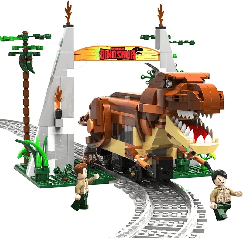 bouwpakket - Dinosaurus Trein bestaande uit 1039 onderdelen - Technische bouwset by CaDA in Grijs – product photo