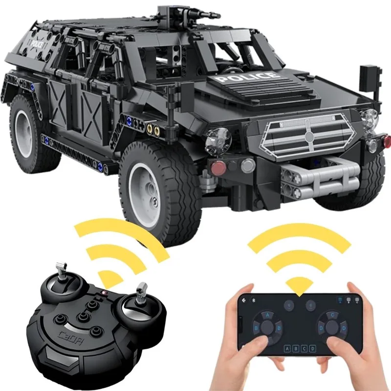 C51207W SWAT Terreinwagen Classic and Speed bouwset | Racing champions auto modelbouw | Educatief creator constructie speelgoed bouwpakketten voor kinderen & volwassenen | RC accu niet geschikt voor Lego | Technic bouwdoos 561 bouwstenen fra CaDA i Army: Special Force RC, 561 bouwblokken – produktbillede