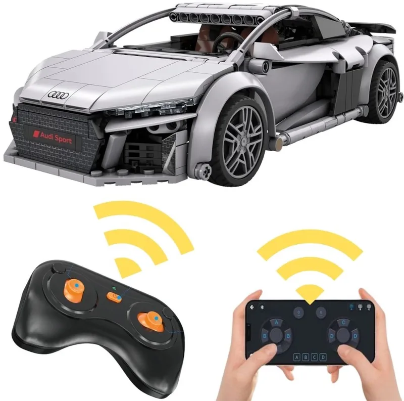 C57012W Audi R8 Coupe RC bouwset | City fast champions adventure | Creator and classic motor bouwpakket | Technic auto speelgoed ideas voor volwassenen & kinderen | DIY speed motor niet geschikt voor Lego | Bouwdoos met 536 bouwstenen by CaDA in Racing: 1:14 Audi R8 Coupe RC, 536 bouwblokken – product photo