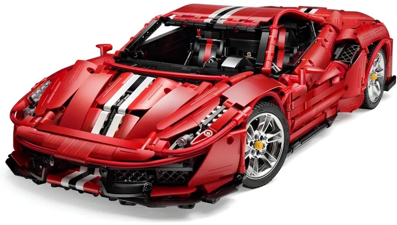 C61043W Italian 1:8 SuperCar mega bouwset | City fast champions adventure | Creator and classic motor bouwpakket | Technic speelgoed ideas voor volwassenen | Icons furious speed f1 auto voor jongens | Technische bouwdoos met 3187 bloks by CaDA in Racing: 1:8 Ferrari 488 Pista, 3187 bouwblokken – product photo
