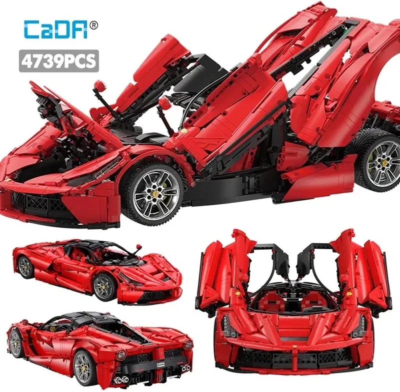 C61505 - Viva Hypercar – 1:8 - Bouwset - 4739-delige - met V12 Motor & Functionele Versnellingsbak (MOC by This de Boer) fra CaDA i Rood – produktbillede