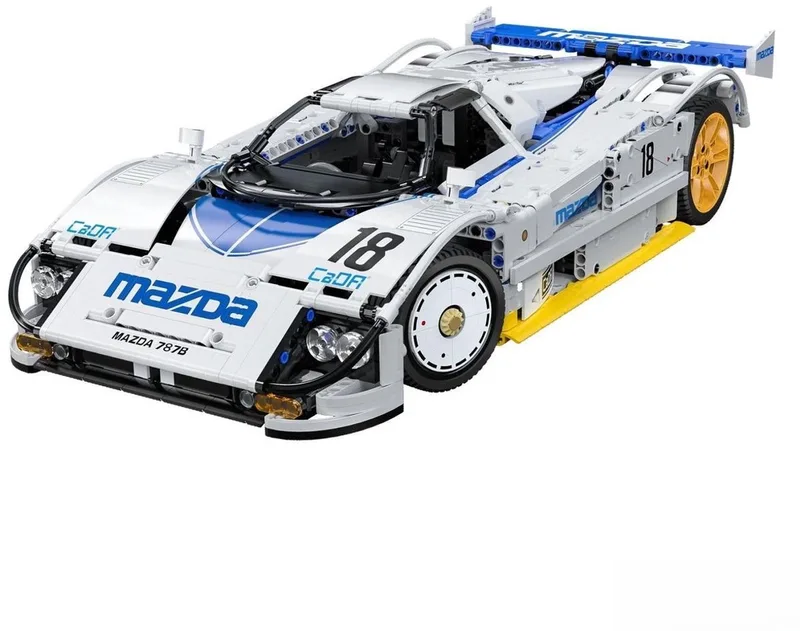 C63007W Mazda 787B Supercar bouwset | City fast champions adventure | Creator and classic motor bouwpakket | Technic speelgoed ideas voor volwassenen | Icons furious speed f1 auto geschikt voor Lego | Technische bouwdoos met 1797 bloks by CaDA in Racing: 1:10 Mazda 787B, 1797 bouwblokken – product photo