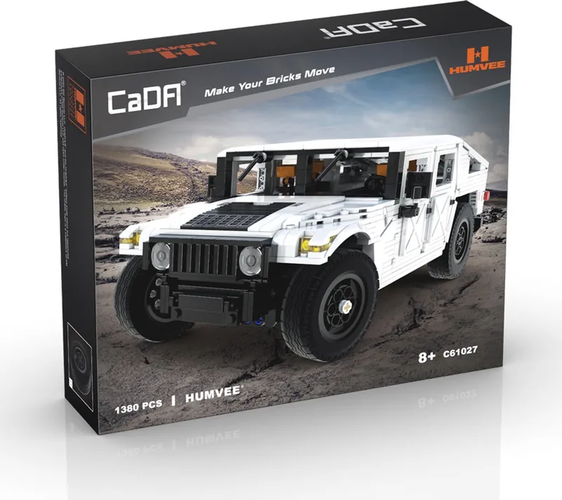 Humvee Off-Road Vehicle 1:12 (gemotoriseerd) - Hummer, leger, legervoertuig - Cada C61027W - Compatible met de bekende merken - Motoren, accu, afstandsbediening - 1380 onderdelen by CaDA in Wit – product photo