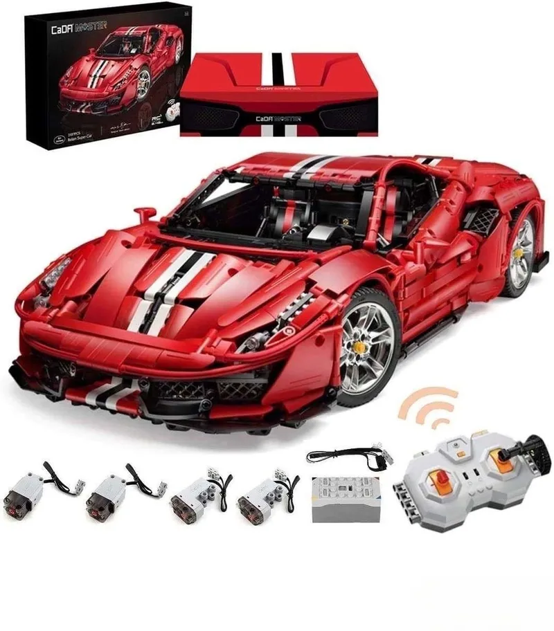 MASTER Series Red Super Car - 3187 onderdelen - Compatibel met grote merken - Bouwdoos - RC by CaDA in Rood – product photo