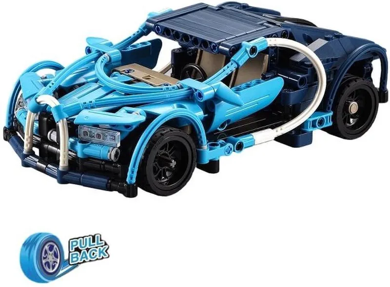 technische bouwdoos - Pull back auto 6 in 1 bouwpakket by CaDA in Blauw – product photo