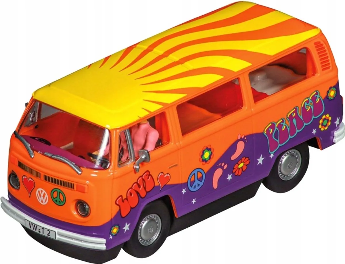 Evolution VW Bus T2b Vrede en liefde - Schaal 1:32 fra Carrera i Gul – produktbillede