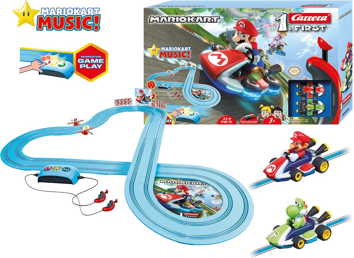 FIRST Racebaan - FIRST Mario Kart - Royal Rway - Mario vs. Yoshi - 3,5m - Met Geluid de Carrera en Multicolore – photo du produit
