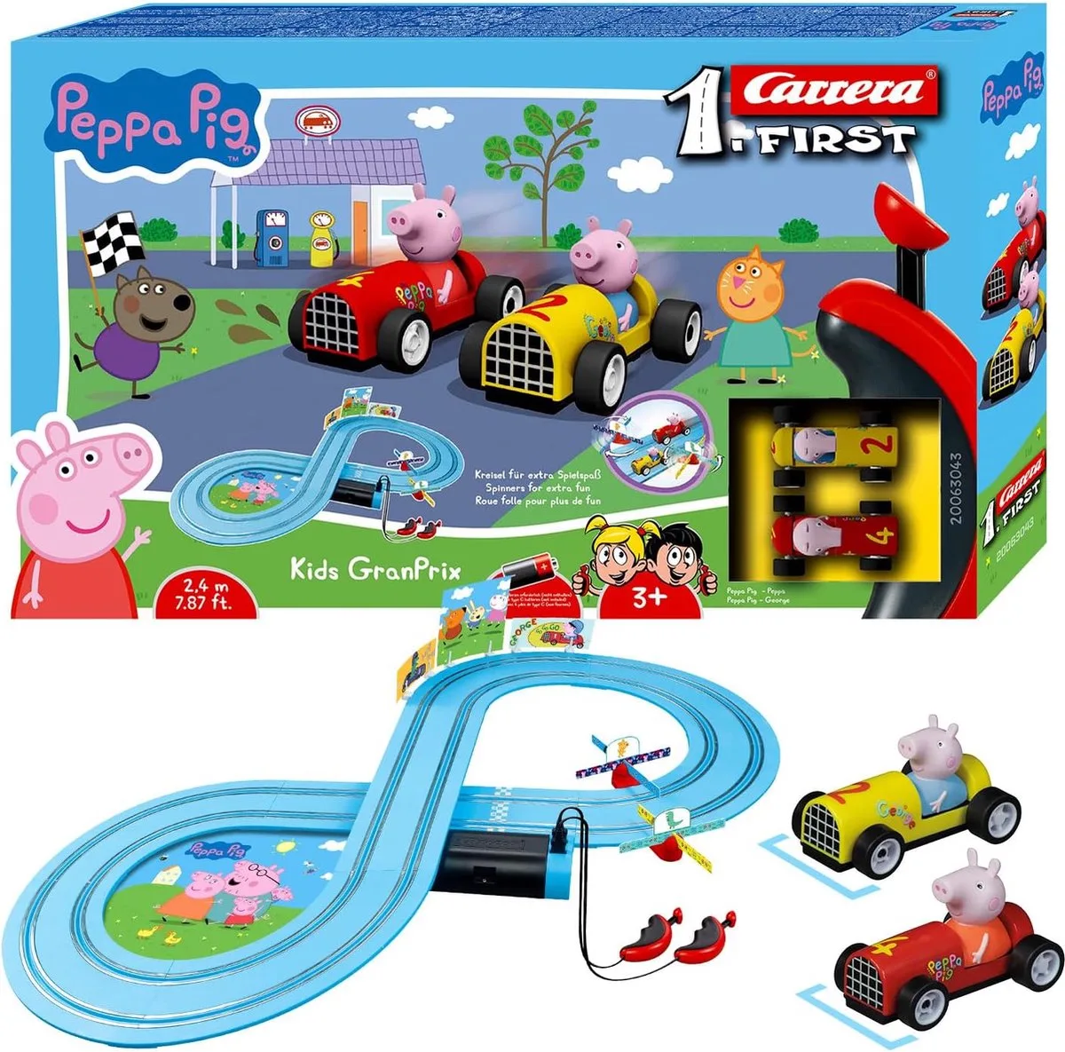FIRST Racebaan - FIRST Peppa Pig - Kids GranPrix - Peppa Pig vs. George - 2,4m van Carrera in Meerkleurig – productfoto