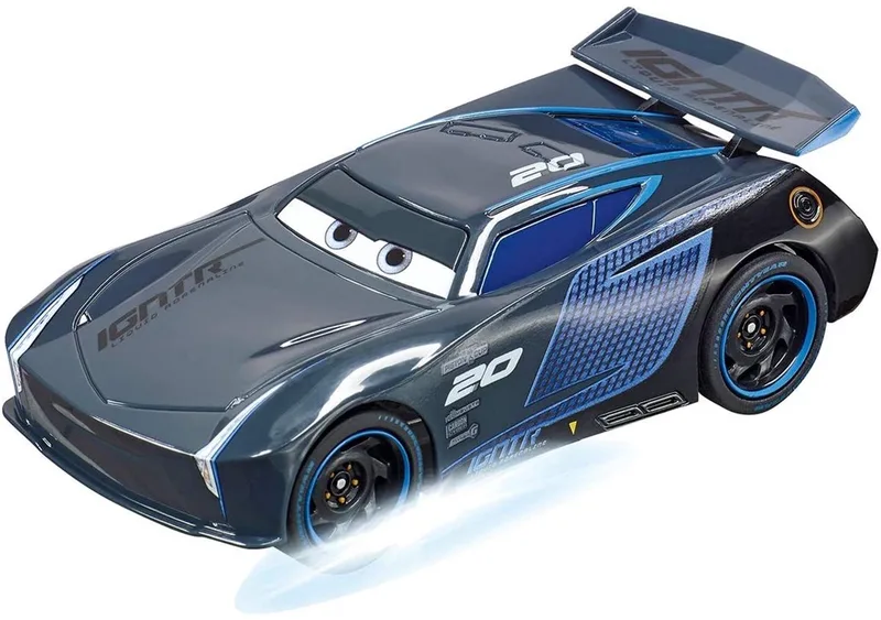 Go 20064151 Racebaan Auto Disney-Pixar Cars Jackson Storm - Neon Nights by Carrera in Grijs-Blauw – product photo