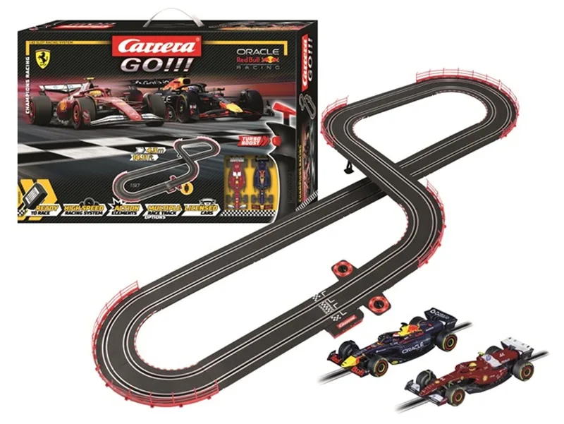 Go!!! Racebaan - Formule 1 - Max Verstappen No.1 vs. Lewis Hamilton No.44 Champion Racing - Met turboknop-functie - 4,3m - 1:43 by Carrera in GO!!! Champion#039 Racing Formule 1 – Max Verstappen No.1 vs. Lewis Hamilton No.44 – 4, 3m – product photo