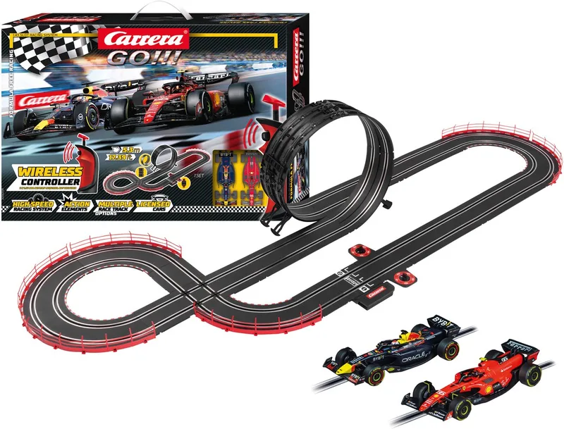Go!!! Racebaan - GO!!! Formula Free Racing - Max Verstappen vs. Carlos Sainz - 5,3m Draadloos från Carrera i GO!!! Formula Free Racing – Max Verstappen vs. Carlos Sainz – 5, 3m Draadloos – produktbild