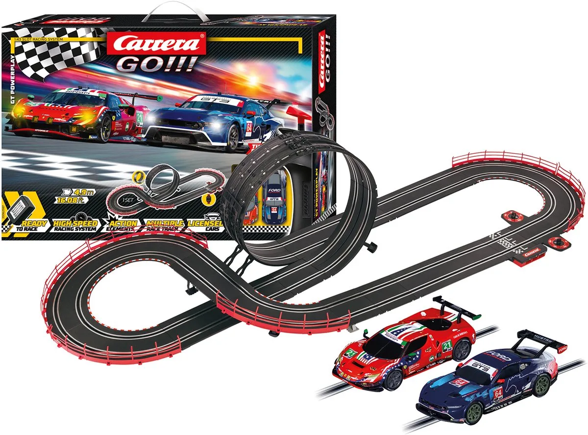 Go!!! Racebaan - GO!!! GT Powerplay - Ford Mustang GT3 vs. Ferrari 296 GT3 - 4,9m van Carrera in GO!!! GT Powerplay – Ford Mustang GT3 vs. Ferrari 296 GT3 – 4, 9m – productfoto