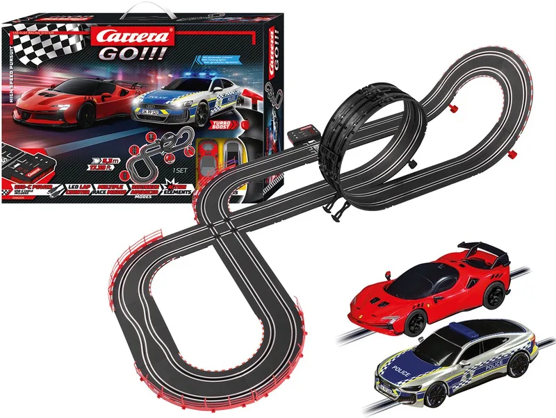 Go!!! Racebaan - GO!!! High Speed Pursuit - Audi e-tron GT Politie vs. Ferrari SF90 XX Stradale - 5,3 m by Carrera in GO!!! High Speed Pursuit – Audi e-tron GT Politie vs. Ferrari SF90 XX Stradale – 5, 3 m – product photo