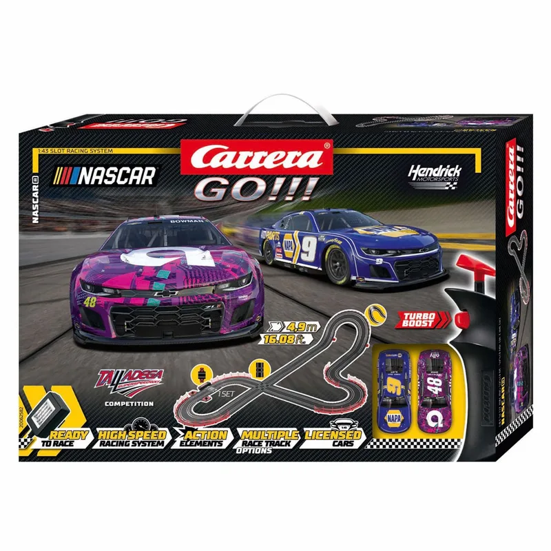 Go!!! Racebaan - GO!!! Nascar 4.9 - Camaro NextGen ZL1 - Chase Elliott vs. Alex Bowman - 4,9m by Carrera in GO!!! Nascar 4.9 – Camaro NextGen ZL1 – Chase Elliott vs. Alex Bowman – 4, 9m – product photo