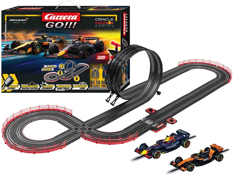 Go!!! Racebaan - GO!!! Super Formula - Oracle RB21 Max Verstappen No.1 vs. McLaren Lando Norris No.4 - 5,3m de Carrera en GO!!! Super Formula – Oracle RB21 Max Verstappen No.1 vs. McLaren Lando Norris No.4 – 5, 3m – photo du produit