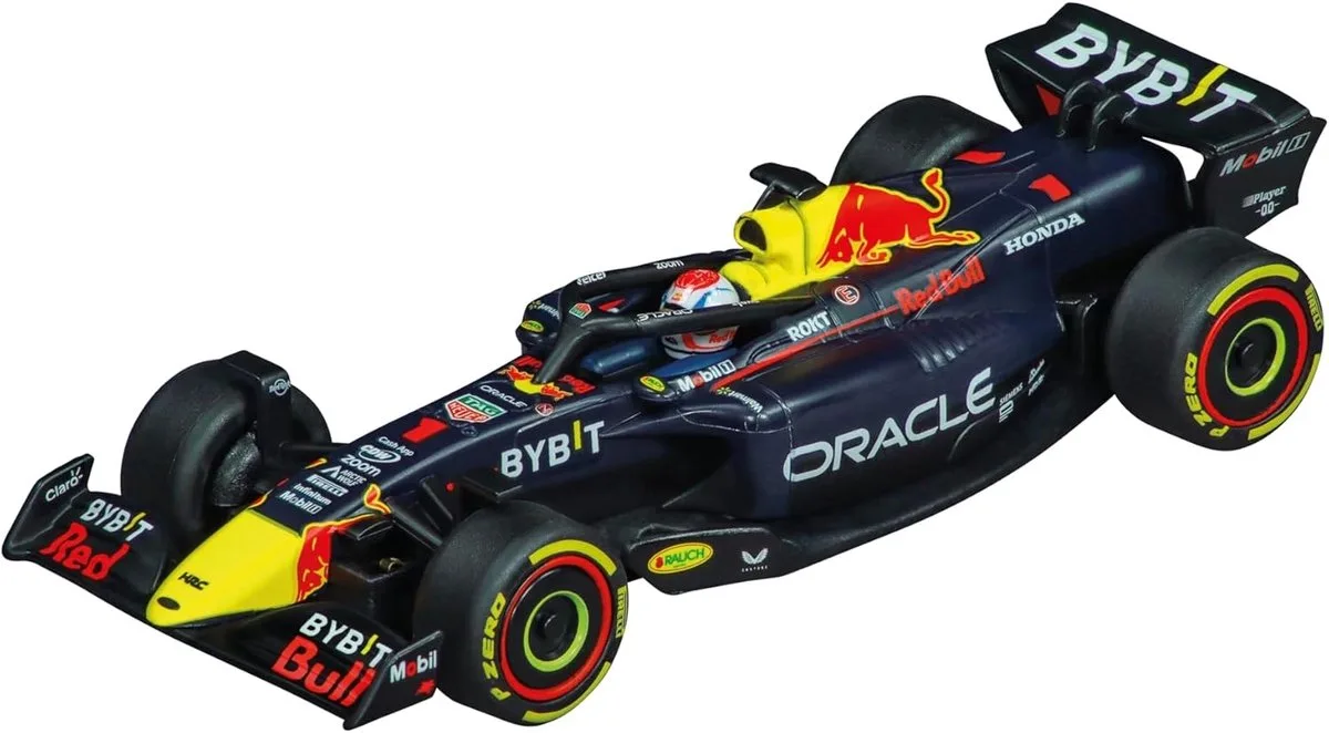 Go!!! Racebaanauto - Red Bull Racing - Oracle RB19 Formula 1 - Max Verstappen No. 1 auto - Racebaanonderdeel - 1:43 van Carrera in Rood – productfoto