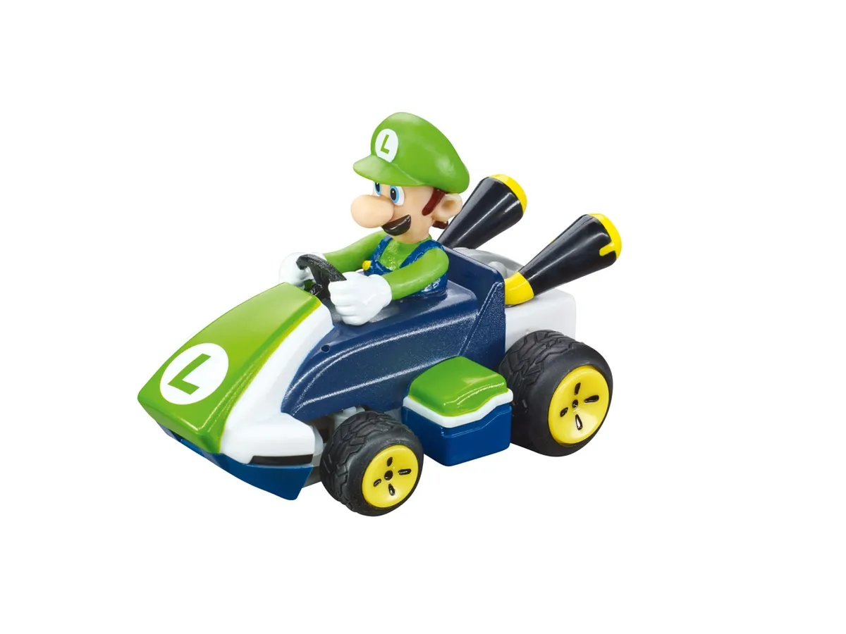 Mario Kart Mini RC, met een rijsnelheid tot 5 km/u. (Luigi) van Carrera – productfoto